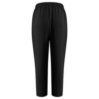 Usmixi Womens plus pantalone za veličinu Ležerne prilike od solidne elastične struke Duge hlače Labavi