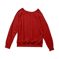 Ženske vrhove Crew vrat Ležerne bluze Čvrsti ženski majice Ljetne tuničke majice s dugim rukavima crvena