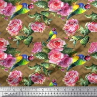 Soimoi pamučna patka tkanina ptica, lišće i ruže cvjetne tkanine otiske sa dvorištem širom