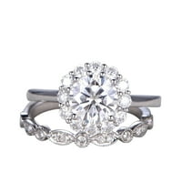 Carat okrugli dijamantni moissanite zaručnički prsten za prsten za vjenčanje 10k bijelo zlato Art Deco podudaranje
