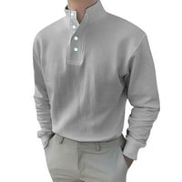 Muške košulje s dugim rukavima Ležerne prilike pune boje V stalak košulja za košulje za dno Spring Turtleneck
