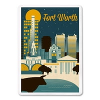 Fort Wort, Texas, Retro Skyline serija, The Reastern Press, Premium igraće kartice, Paluba s jokerima, Sjedinjene Američke Države