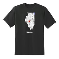 Mapa Illinois Početna stranica Ljubav Illinois Početna Dizajn majica Black, XL