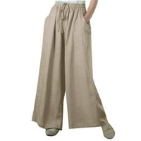Ženska modna ljetna puna casual džep elastična struka duge hlače yoga hlače udobne hlače slatke hlače