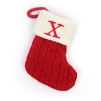 Biayxms Božićni poklon čarapa, anicijali sa slova Pahuljica uzorak pletene crtane čarape Trpe poklon