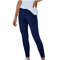 HVYesh ženske casual hlače u tijesnim elastičnim strukom hlače čvrste boje mršave radne hlače Slim Fit