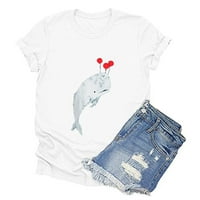 Ženska okeanska životinja Print Modni kratki rukav majica casual bluza Ispiši vrhove