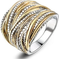 Yazi tone isprepleteni Crossover Reat Ring Modni Chunky Band Prstenovi za žene Zlatno srebrno ruža Zlato