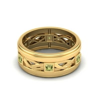 Kvadratni peridot Sterling srebrni zlatni Vermeil Twisted konopci za žene za vjenčani prsten