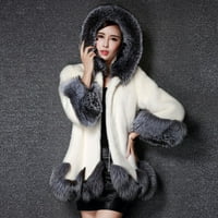 Duks za žene, ženski modni zimski kaput dugih rukava revel fau zaseka shaggy prevelika jakna bijela