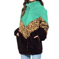 SNGXGN ženska ševar obložena plata flanelska jakna dugih rukava s dugim rukavama sa džepom plus veličina jakna dame ženske zimski kaputi, d, veličina s