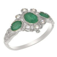Britanci napravio je 18k bijelo zlato Real Prirodni smaragdni i dijamantni ženski prsten od ženskih