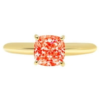 2.5ct jastuk rezan crveni simulirani dijamant 18k žuto zlato egraviranje godišnjice Angažovanje vjenčanog pasijansa Veličina prstena 5,5