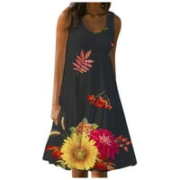 Ženska ljetna cvjetna printurska haljina za plažu bez rukava bez rukava