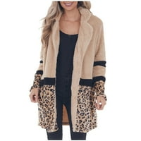 Ženska zimska plišana jakna kaput modni leopard tiskani ispisani plišani kardigan dugih rukava odjeća klasična kaputa sa dugim rukavima s dugim rukavima
