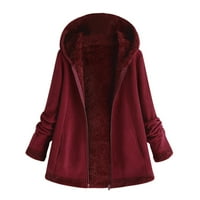 Pxiakgy ženska modna zimska džep patentni zatvarač dugih rukava kaputić crveni xl