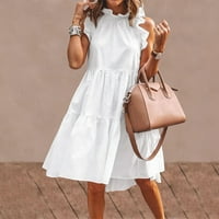Ženske haljine Mini modni otisnute mini ljeto okrugla dekoltena haljina bijela m