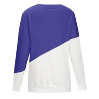 EFSTEB ženske bluzene košulje za casual crewneck majice Jesen modni labavi dugi rukavi Mekani blok blok