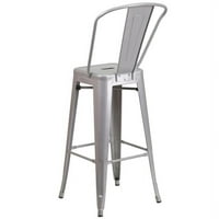 Kućni kvadrat 30 metalna čelična stolica u srebrnoj završnici - set od 3