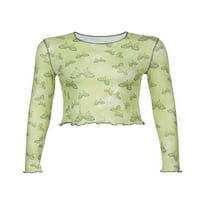 Qiylii Ženska majica Ležerne prilike, Leptir Print Dugih rukava salata sa saznajte pulover