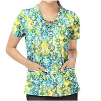 Ženski vrhovi Grafički printov za kratke rukave Obloga za bluzu Radna odjeća Žene Ljeto V-izrez Košulje
