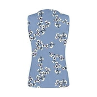 Ženski V izrez bez rukava bez rukava s labavim fit casual cvjetnim print camis majice mekano udobno ljeto grafičko mlijeko prsluk svijetlo plava l