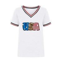 Žene V izrez 4. jula Patriotska majica Američka zastava Star Striped Striped kratkih rukava Neovisnosti Dnevne majice