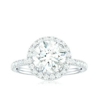 Klasični kubni zaručni prsten cirkonije sa halo za žene, srebrna srebra, SAD 10,00