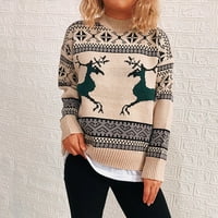 Božićni dukseriHirts vrhovi žene zimski džemper toplo pulover džemperi posada vrata pletiva dugih rukava