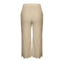 Binmer Womens Capris Plus veličina s džepovima Moda Žene Ležerne prilike elastične hlače Ravne široke pantalone za noge hlače