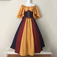 Ženska haljina za uklanjanje trendova nove žene Vintage Gothic Patchwork čipka seksi Dress Dress Yellow XL