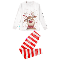 Podudarni obiteljski božićni pidžami setovi ređene bijele pruge dimenzija za bebe-djeci-ljubimac-ljubimac