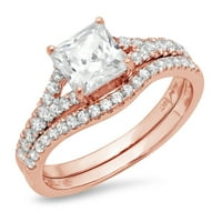 3. CT Princess Cut originalni kultivirani dijamant SI1-si G-H 18K Rose Gold Angagement Wedding Bridal Set Dizajnerski prsten BW Set veličine 10.5