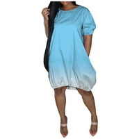 Tiqkatyck plus veličina maxi haljina ženske plus veličine casual haljine casual kratkih rukava srednje dužine gradijentne ljetne ženske haljine nebesko plavo