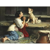 Axel Helsted Crna modernog uokvirenog muzeja Art Print pod nazivom - Mladi Italijanski koji se igra sa psom