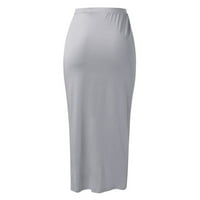 Zhizaihu A line suknja Ženska ležerna proreza Asimetrična elastična visoka struka Maxi Draped Solid suknja Boho suknja Grey L l