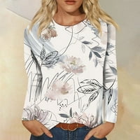 MLQIDK Womens Prevelike majice Casual okruglica s dugim rukavima Slatki gradijent labavi pulover vrhovi