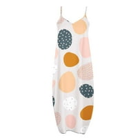 Ernkv ženska maxi labava cami haljina apstraktna boja blok odjeću plaža V izrez Dress Elegant casual
