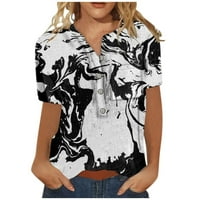 Qcmgmg bluze za žene Dressing Ležerne prilike Henley radne bluze za žene modne grafičke ugrađene majice