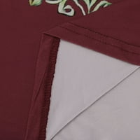 CETHRIO Ljetna haljina - Boho V-izrez panel prikupljeni povremeni tiskani kratki rukav izrez na vratu Tanak smanjuje se od vina s ramenom