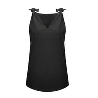 Ženski modni rukavac bez rukava V-izrez čvrsti vrhovi TEE tenk top košulja TOP TOP za žene crna