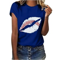 Ženska baseball print T majica Ležerne prilike sa labavim fit kratkim rukavima Okrugli izrez TEES Bluze