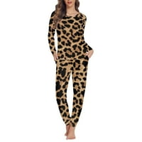 Pzuqiu pidžama setovi za žene Mekani odmor personalizirani salon opušteni duks sa leopardom Print, veličina