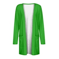 GOSUGUU CLEANCANS CARDIGANS Ženski dugi rukav nagao otvorenog otvora V-izrez Casual Pleted dugi kardigan džemper sa džepovima plus veličina odjeće za žene # Kupovina Online Green XXL