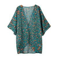Ženski kardigani, ispisani kimono rukav labav povremene majice na vrhu ženske košulje nalaze se zelene veličine l