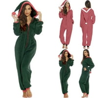 Žene Božićne pidžame Santa Sleep odjeća Hoodie Top Plish Xmas odjeća noćna odjeća Domaći kombinezon