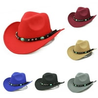 Pussforme Jazz Cap Wide Brim Cowboy Style Rivet Roll Up Solid Boja Fedora Hat Harugh Up Dodatna oprema