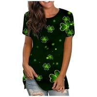 Košulje za žene Ženska ležerna moda St. Patrick's Day Print uzorak majica s kratkim rukavima crna l