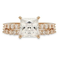 2. CT Princess Cut Real Originalni prirodni dijamant VS1-VS I-J 18K Žuti zlatni angažman vjenčanica Bridal Set dizajner prsten BW Set veličine 7