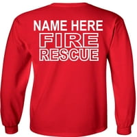 Fer igra Custom Vatreni rescue majica dugih rukava Personalizirani vatrogasnički grafički tee-crveni-3x